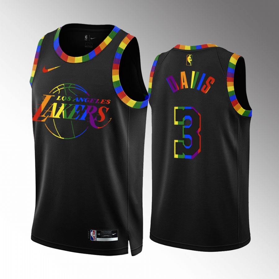Los Angeles Lakers Pride Night Anthony Davis Black #3 Jersey 2022 Special