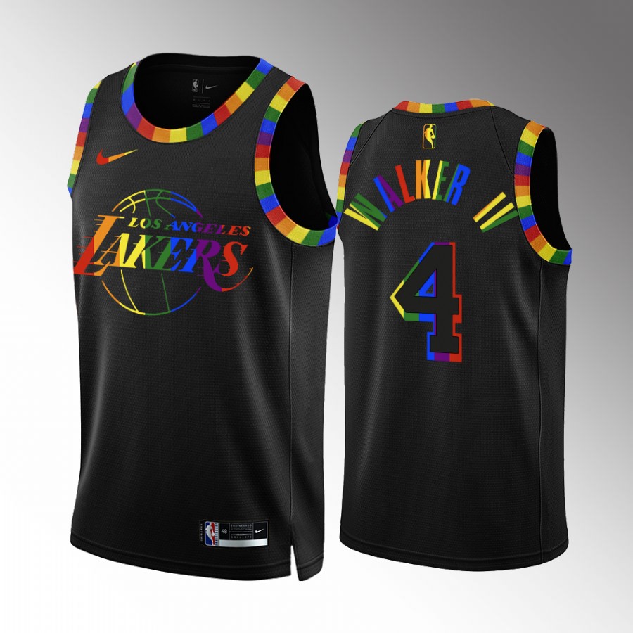 Los Angeles Lakers Pride Night Lonnie Walker IV Black #4 Jersey 2022 Special