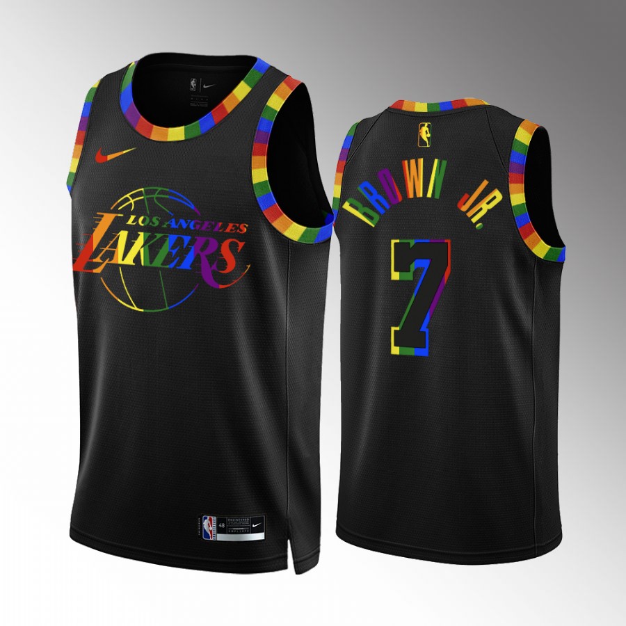 Los Angeles Lakers Pride Night Troy Brown Jr. Black #7 Jersey 2022 Special