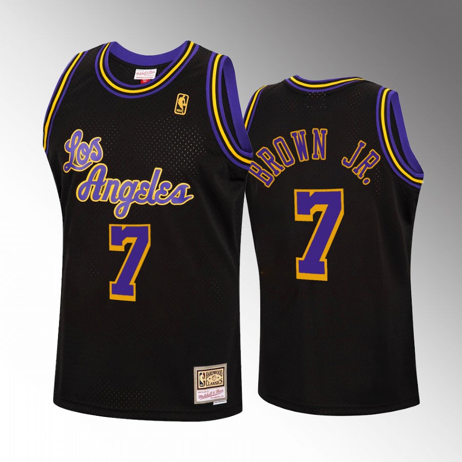 Los Angeles Lakers Troy Brown Jr. Black Hollywood Nights Men Jersey Hardwood Classics