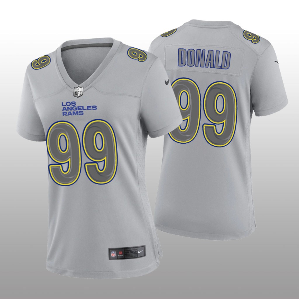 Los Angeles Rams Aaron Donald Gray Jersey Atmosphere Fashion Game - Women's