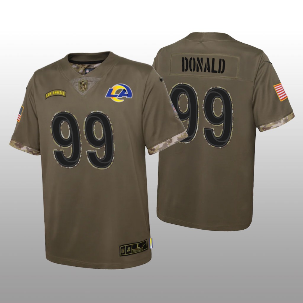 Los Angeles Rams Aaron Donald Olive Limited Jersey 2022 Salute To Service - Youth
