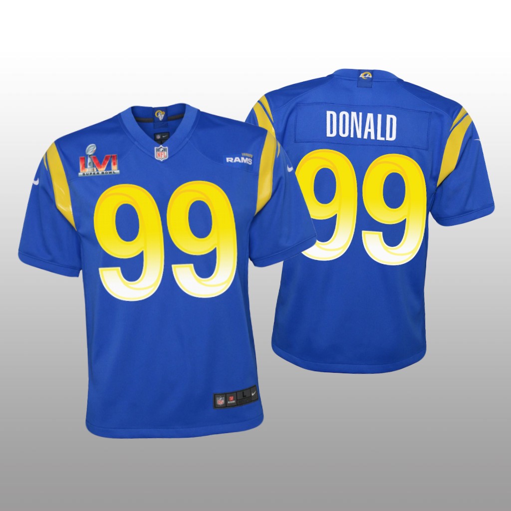 Los Angeles Rams Aaron Donald Royal Game Jersey Super Bowl LVI - Youth
