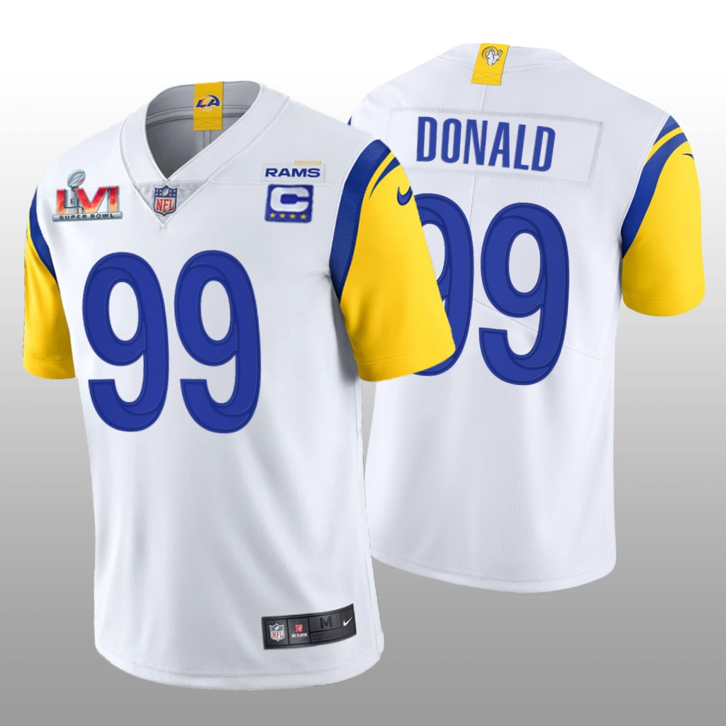 Los Angeles Rams Aaron Donald White Captain Patch Limited Jersey Super Bowl LVI
