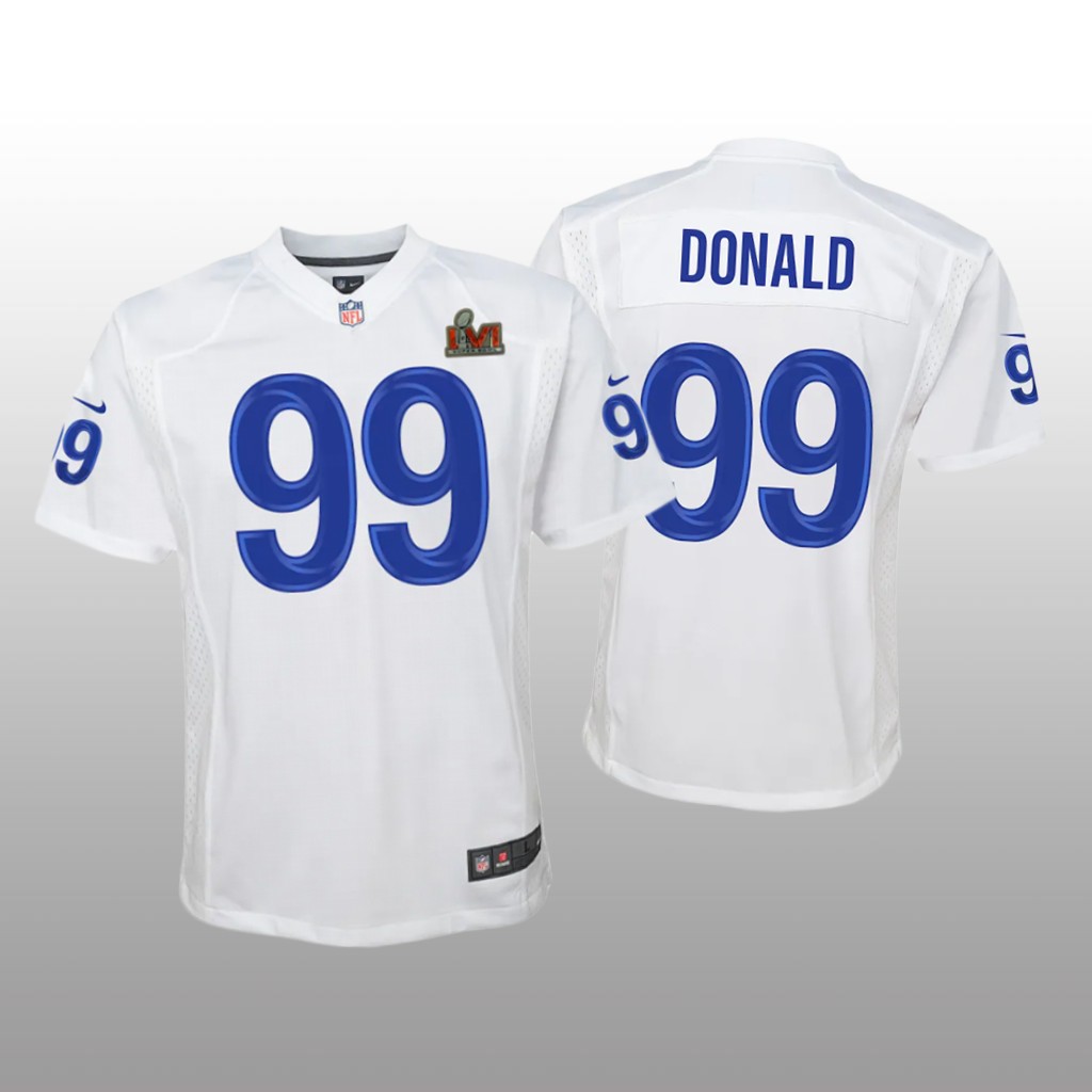 Los Angeles Rams Aaron Donald White Game Jersey Super Bowl LVI - Youth