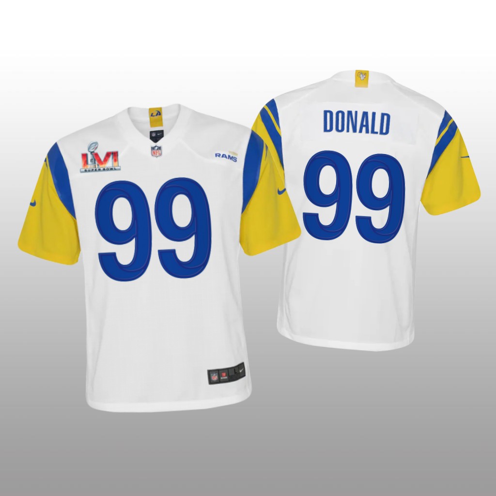 Los Angeles Rams Aaron Donald White Game Jersey Super Bowl LVI - Youth