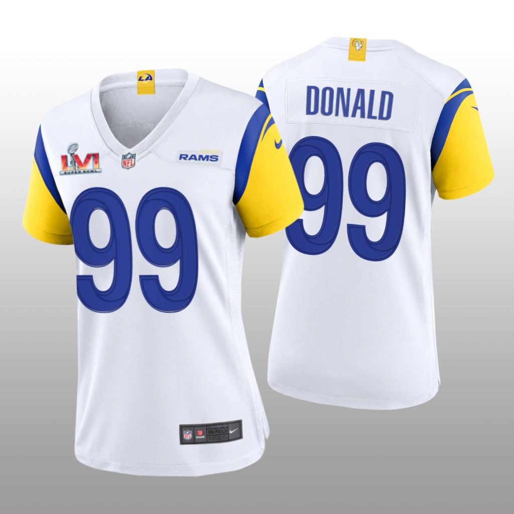 Los Angeles Rams Aaron Donald White Game Jersey Super Bowl LVI Champions - Women's