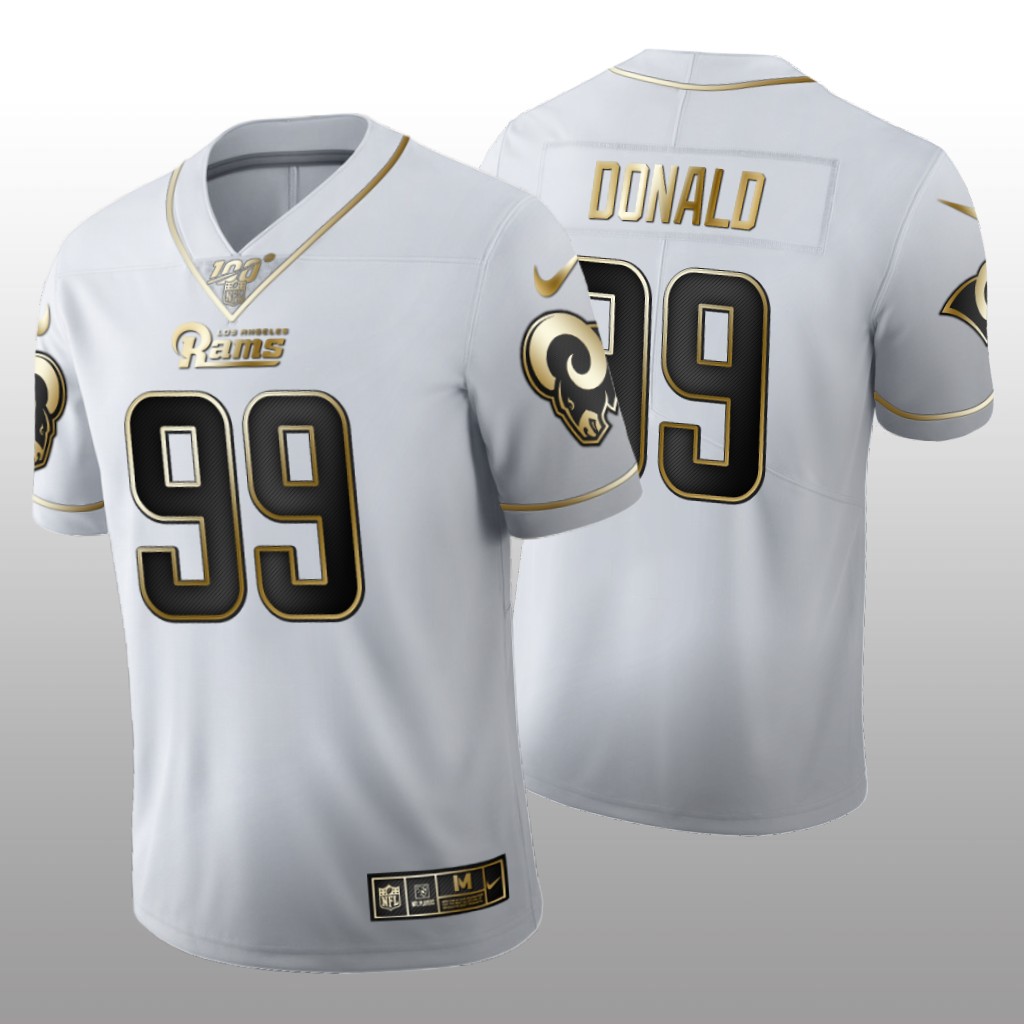 Los Angeles Rams Aaron Donald White Golden Edition Jersey 100th Season Men's