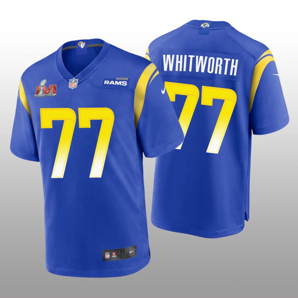 Los Angeles Rams Andrew Whitworth Royal Game Jersey Super Bowl LVI - Men's