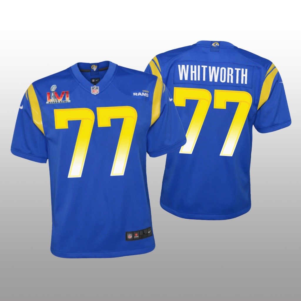 Los Angeles Rams Andrew Whitworth Royal Game Jersey Super Bowl LVI - Youth
