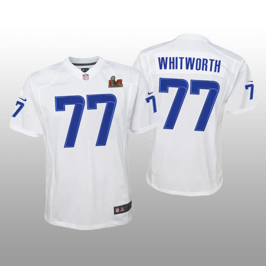 Los Angeles Rams Andrew Whitworth White Game Fashion Jersey Super Bowl LVI - Youth
