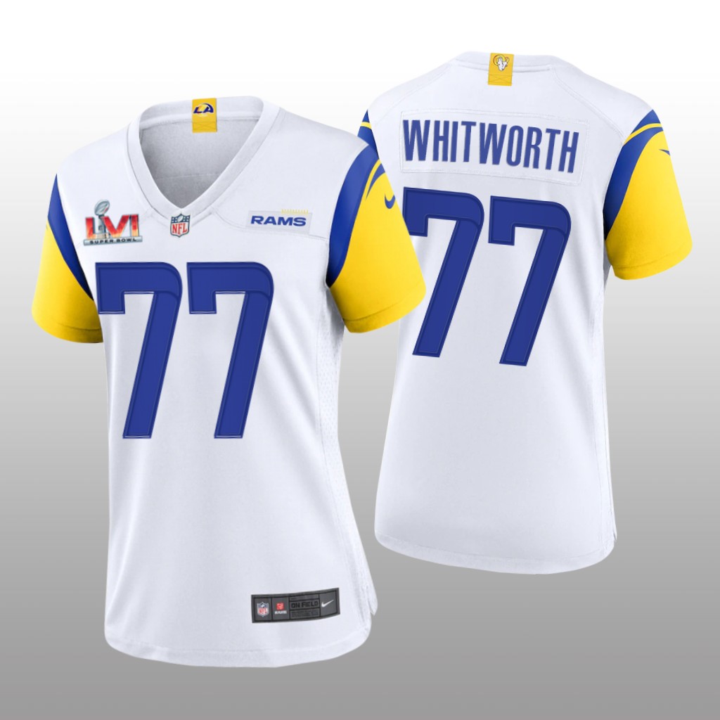 Los Angeles Rams Andrew Whitworth White Game Jersey Super Bowl LVI Champions - Women's