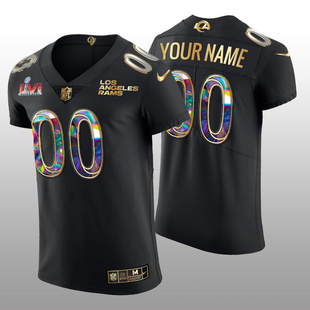 Los Angeles Rams Custom Black Diamond Jersey Super Bowl LVI Champions