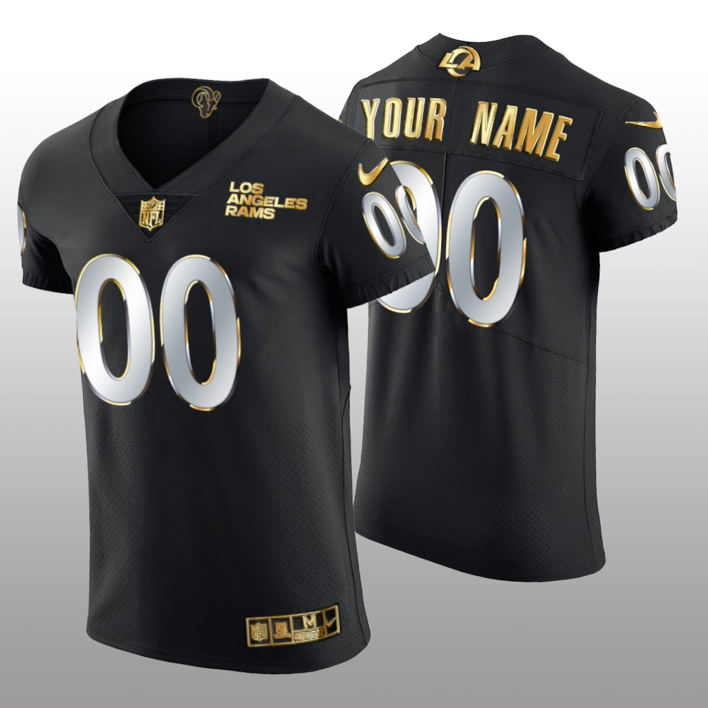 Los Angeles Rams Custom Black Vapor Elite Jersey Golden Edition Men's