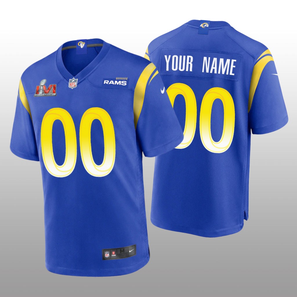 Los Angeles Rams Custom Royal Game Jersey Super Bowl LVI - Men's