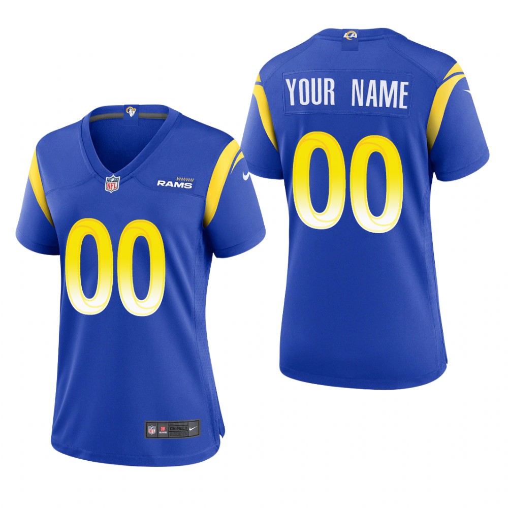 Los Angeles Rams Custom Royal Jersey Game - Women's