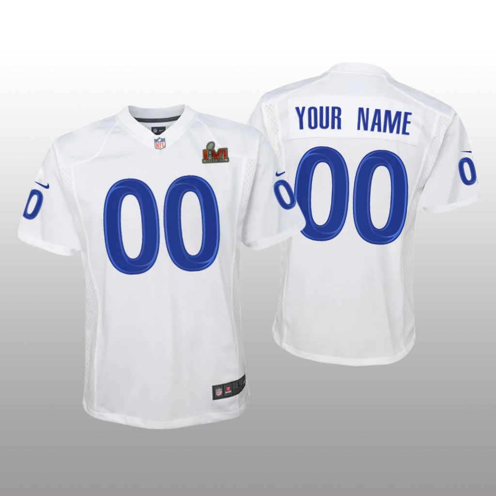Los Angeles Rams Custom White Game Fashion Jersey Super Bowl LVI - Youth