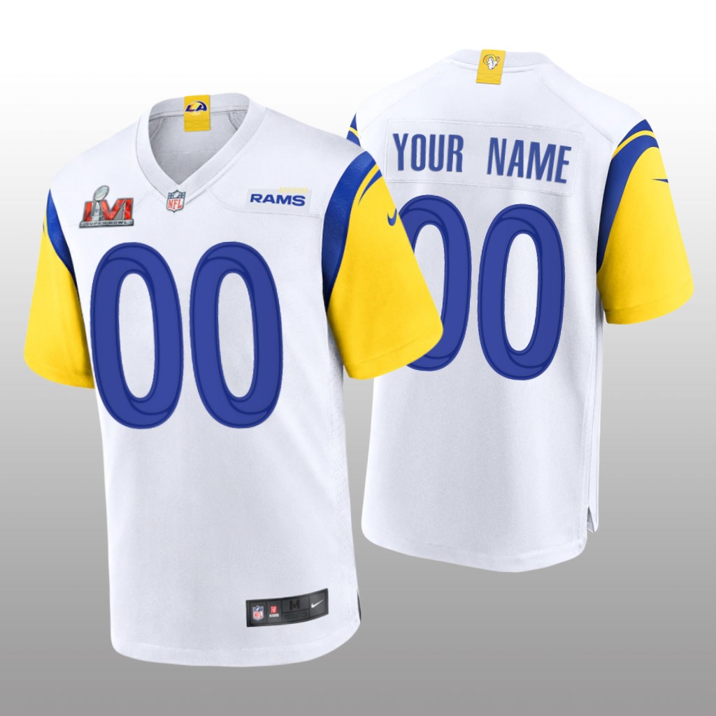 Los Angeles Rams Custom White Game Jersey Super Bowl LVI - Men's