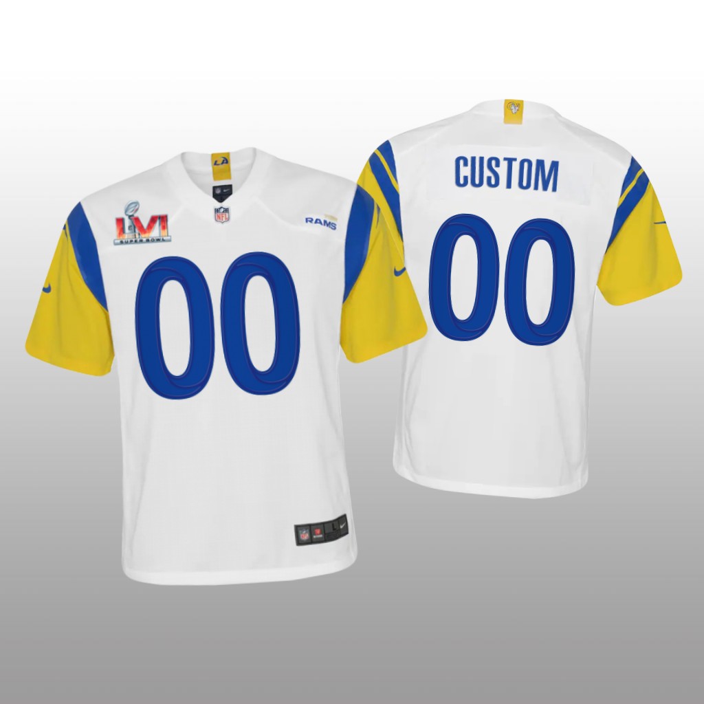 Los Angeles Rams Custom White Game Jersey Super Bowl LVI - Youth