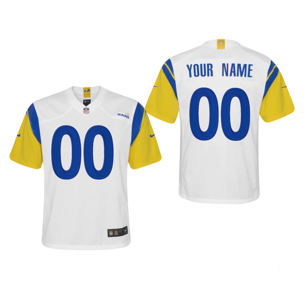 Los Angeles Rams Custom White Jersey Alternate Game - Youth