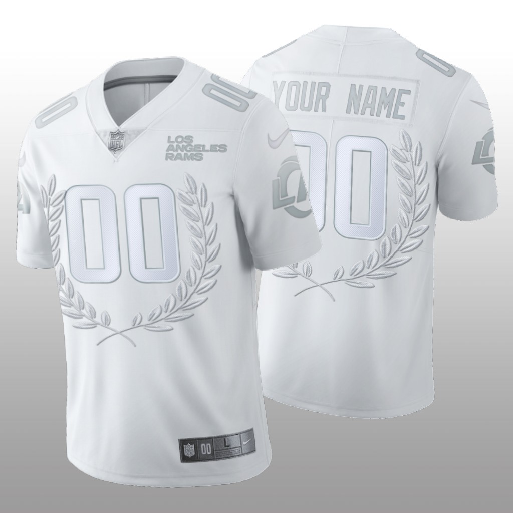 Los Angeles Rams Custom White Platinum Limited Jersey NFL MVP Men's