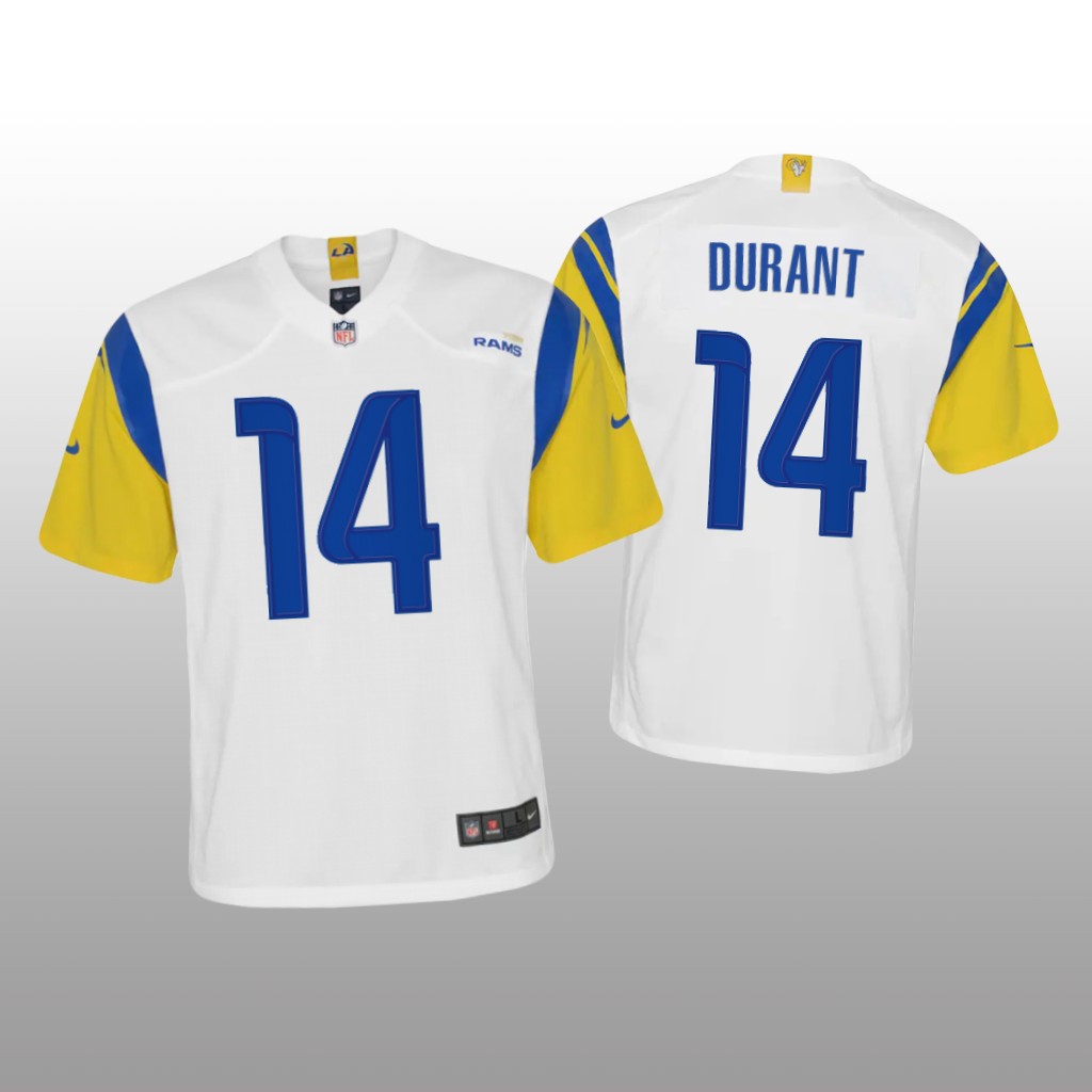 Los Angeles Rams Decobie Durant White Jersey Alternate Game - Youth