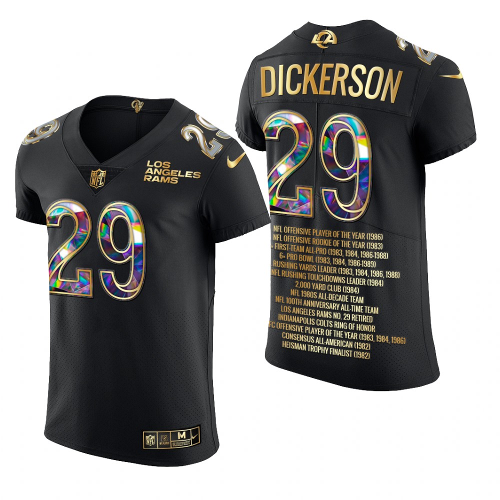 Los Angeles Rams Eric Dickerson Black Jersey Career Highlights Men's