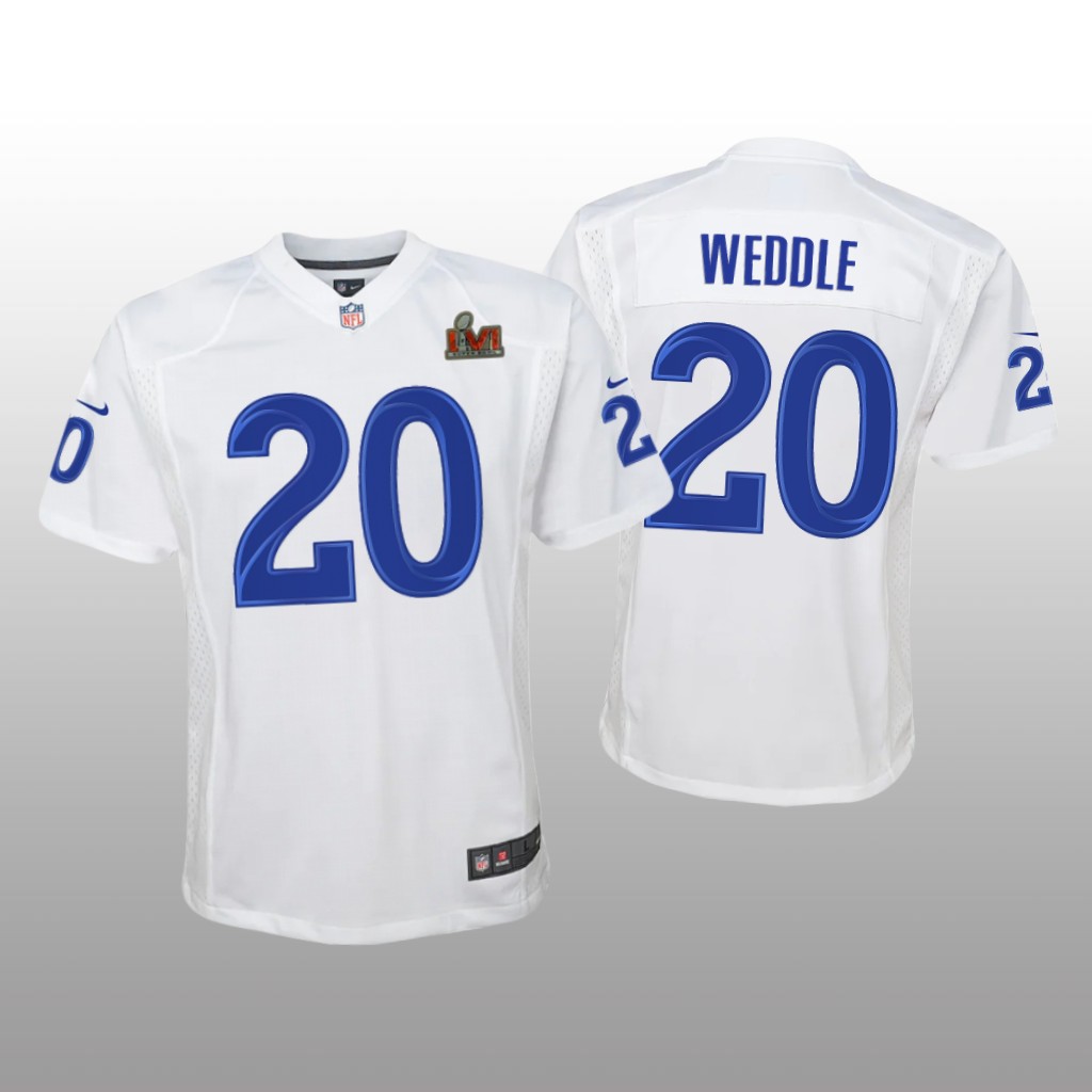 Los Angeles Rams Eric Weddle White Game Fashion Jersey Super Bowl LVI - Youth
