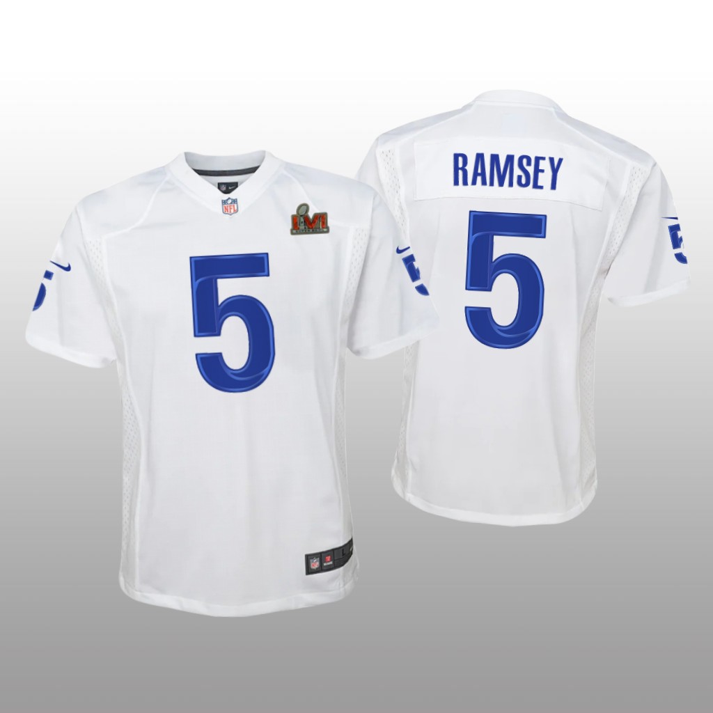 Los Angeles Rams Jalen Ramsey White Game Fashion Jersey Super Bowl LVI - Youth