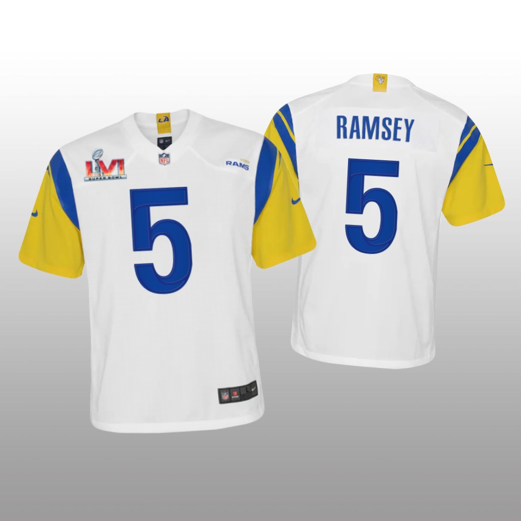 Los Angeles Rams Jalen Ramsey White Game Jersey Super Bowl LVI - Youth