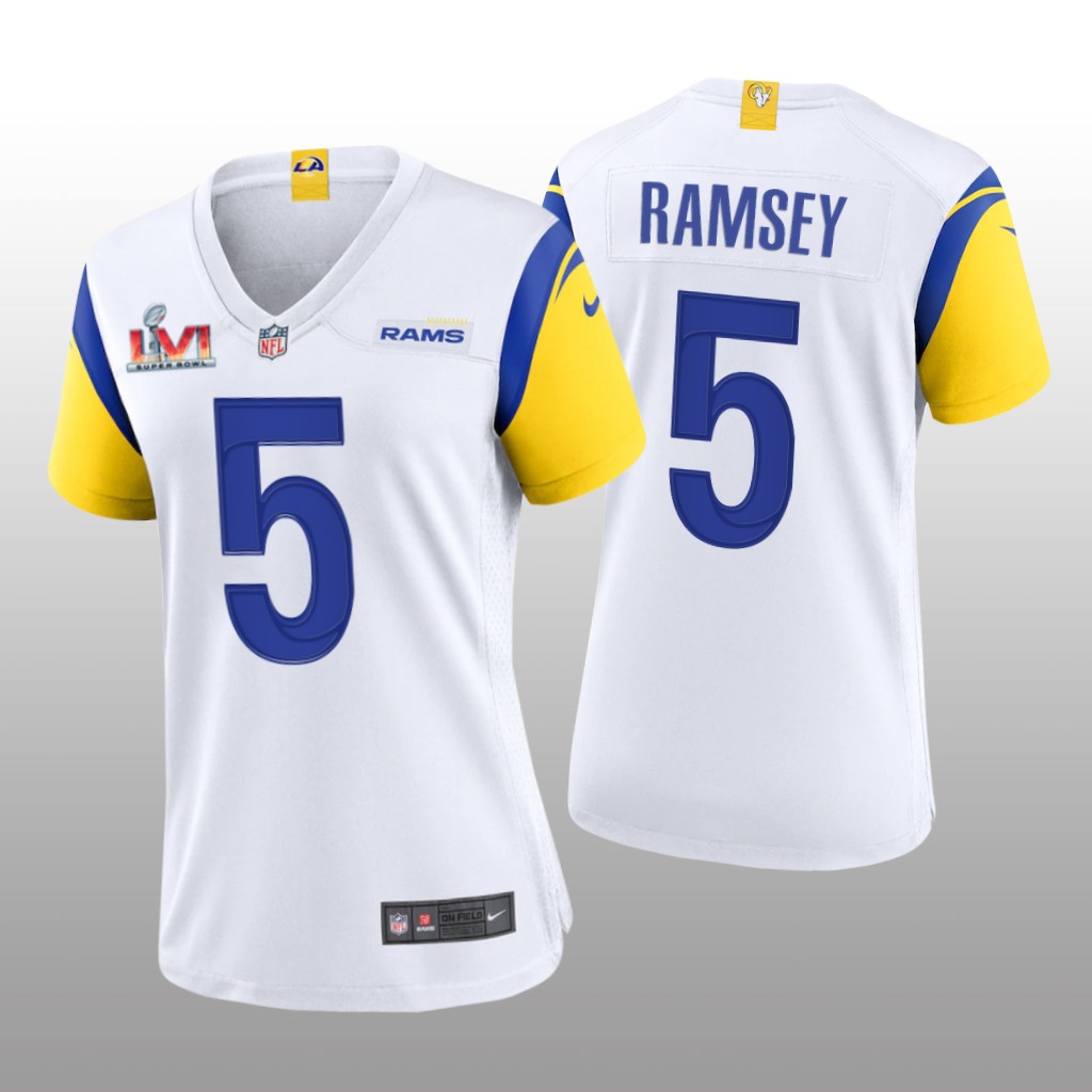 Los Angeles Rams Jalen Ramsey White Game Jersey Super Bowl LVI Champions - Women's