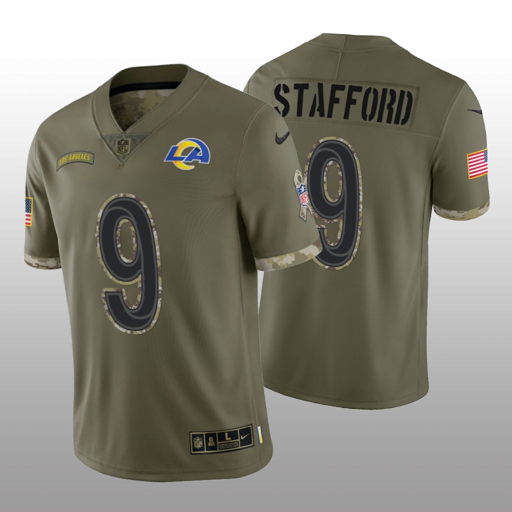 Los Angeles Rams Matthew Stafford Olive Jersey 2022 Salute To Service - Men's
