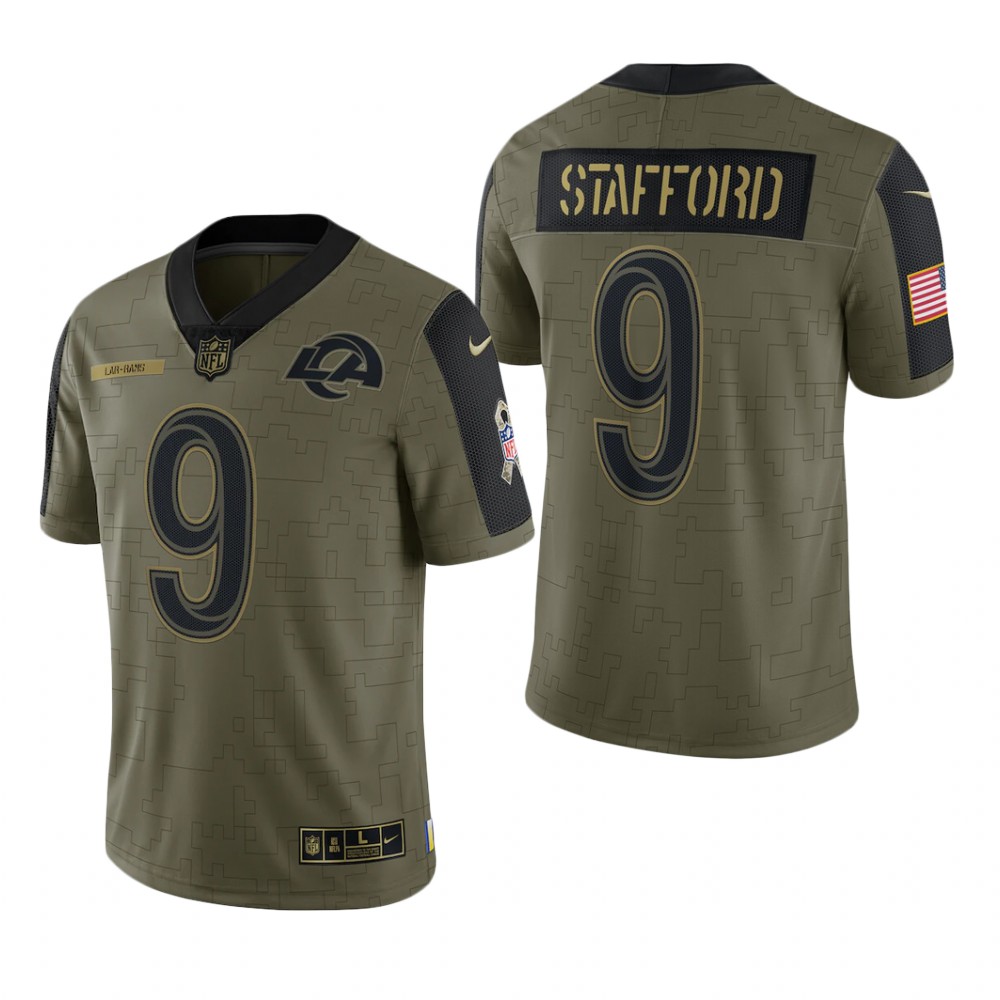 Los Angeles Rams Matthew Stafford Olive Limited Jersey 2021 Salute To Service - Men's