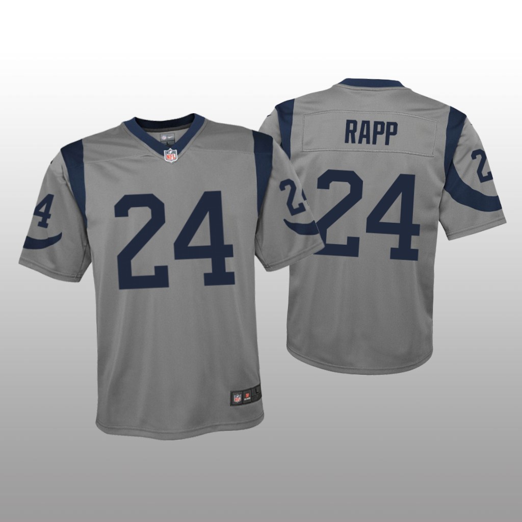 Los Angeles Rams Taylor Rapp Gray Jersey Inverted Game - Youth