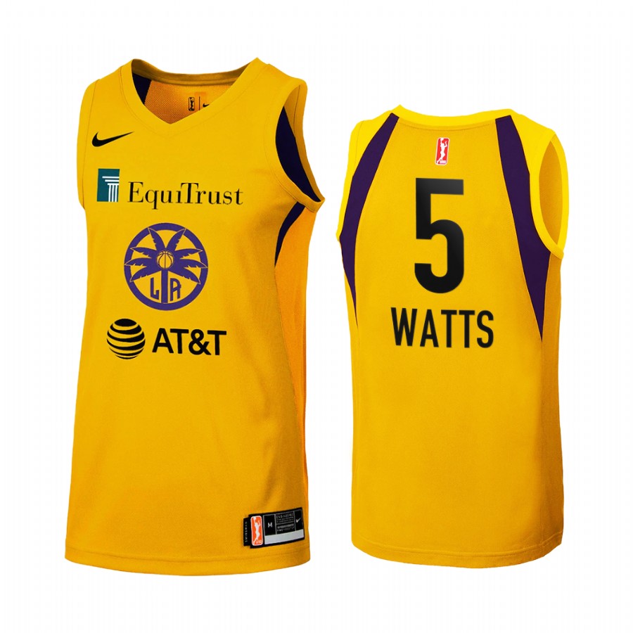 Los Angeles Sparks Stephanie Watts 2021 WNBA Draft First round Women Yellow #5 Jersey