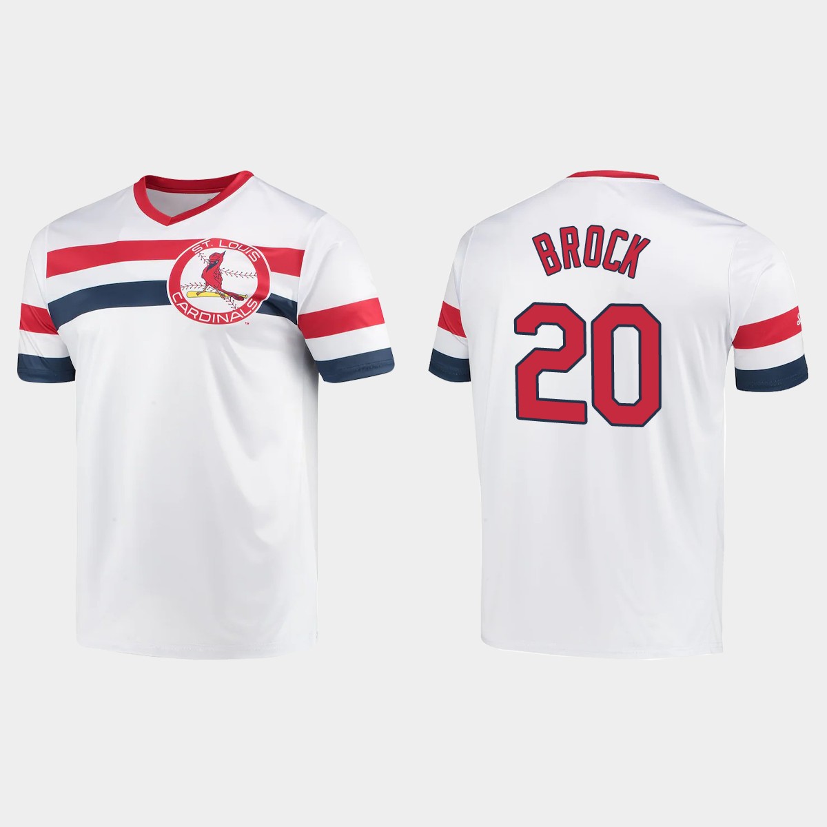 Lou Brock St. Louis Cardinals Cooperstown Collection V-Neck Jersey - White