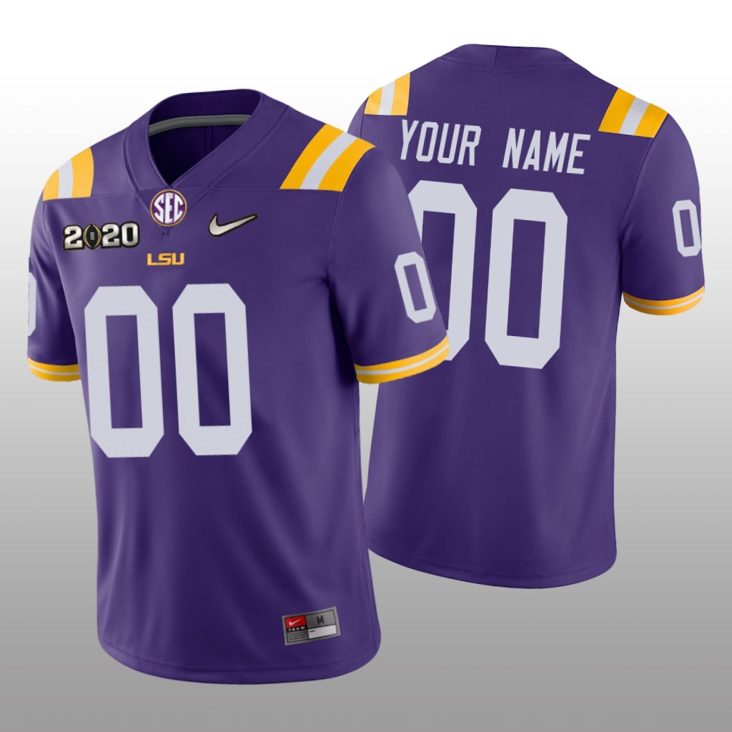 LSU Tigers Custom Purple Jersey 2020 National Champions - Men's