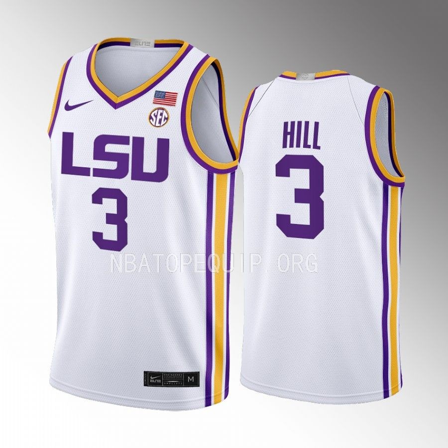 LSU Tigers Justice Hill Jersey 2022-23 Limited  White Uniform