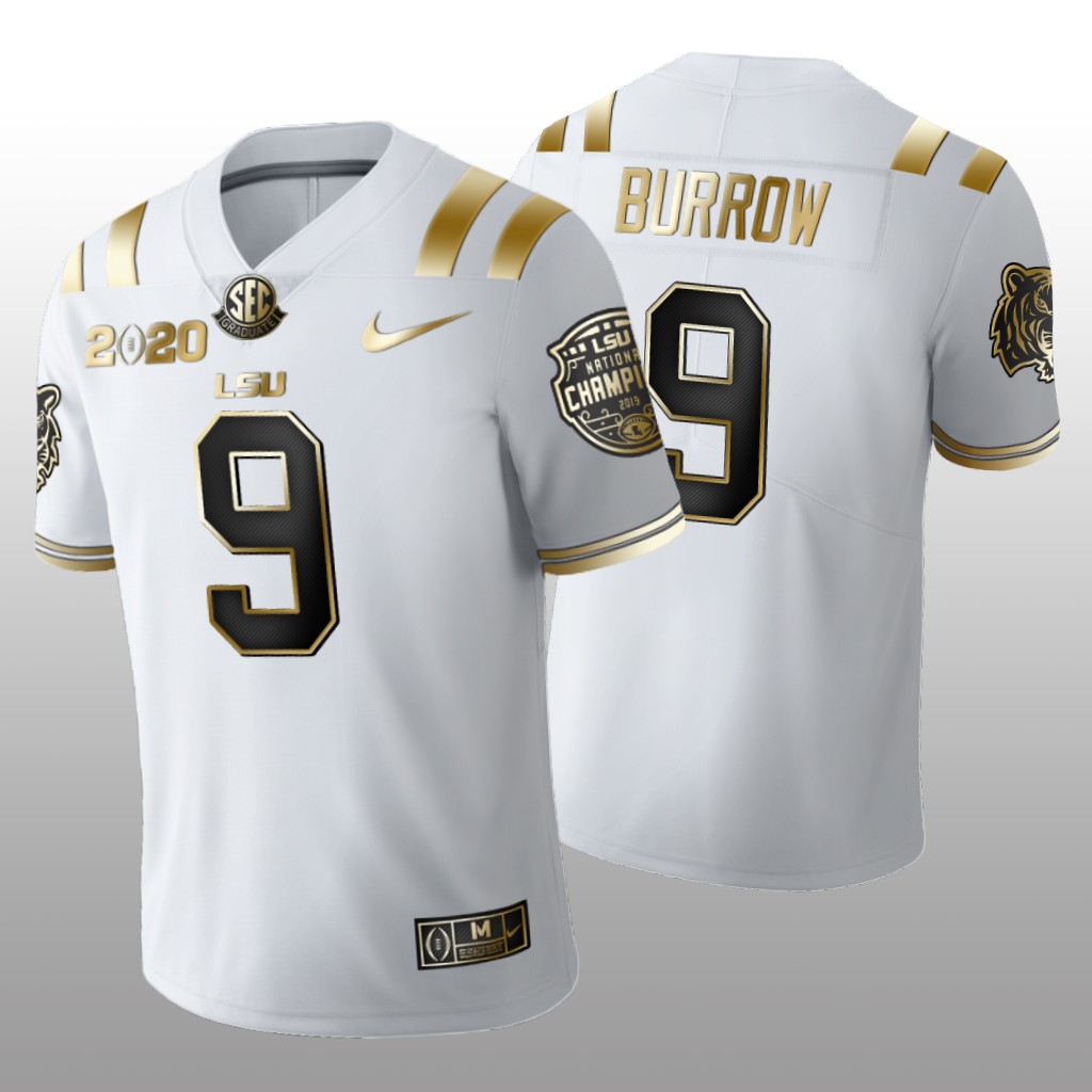 LSU Tigers White Golden Edition 2020 National Champions Joe Burrow Jersey