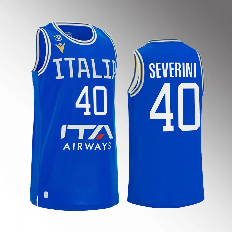 Luca Severini Italy  2023 FIBA World Cup Blue Jersey Home #40
