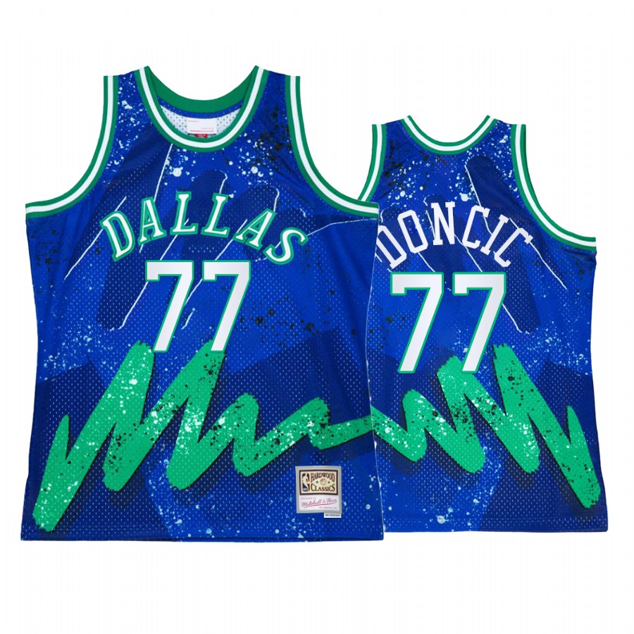 Luka Doncic #77 Dallas Mavericks Hyper Hoop Blue Throwback 90s Jersey