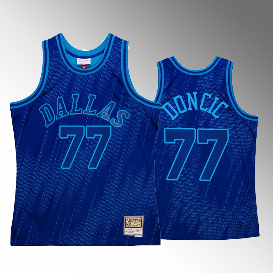 Luka Doncic #77 Dallas Mavericks Monochrome Blue Mitchell Ness Jersey