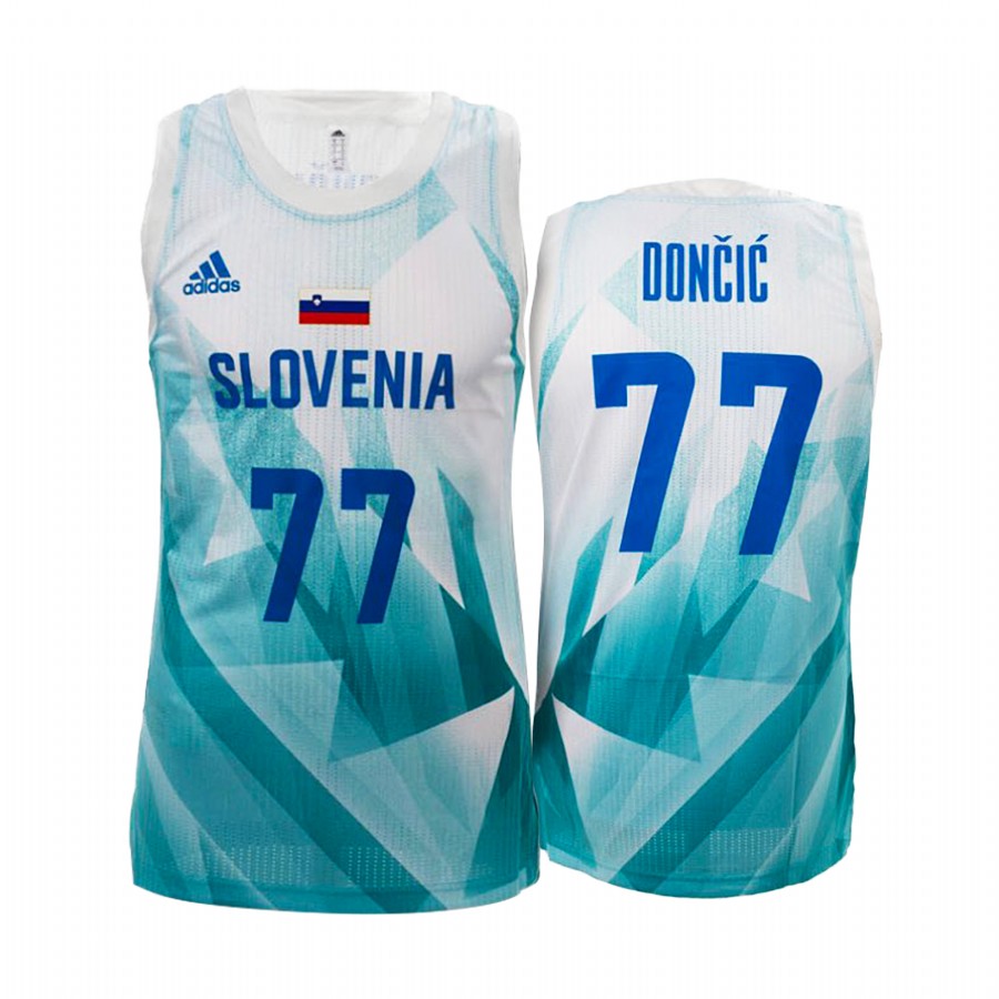Luka Doncic #77 Slovenia  2021 Tokyo Olymipcs Debut Second-highest Record White Jersey