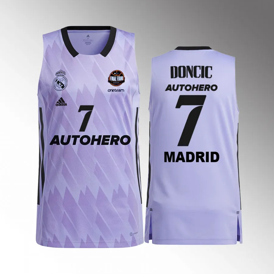 Luka Doncic 11th Euroleague Champions Real Madrid  #7 Purple Jersey Away Shirt