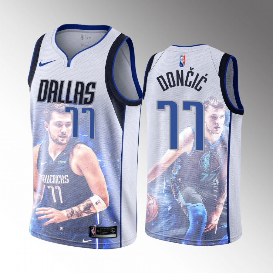 Luka Doncic 2021-22 All-NBA 1st Team Dallas Mavericks #77 White Jersey Highlights