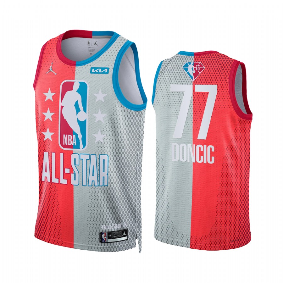 Luka Doncic 2022 NBA All-Star Mavericks Jersey Maroon Gray Split Limited Uniform