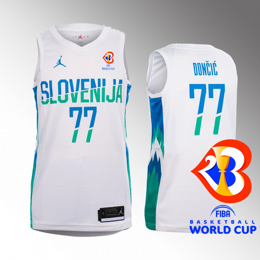 Luka Doncic 2023 FIBA  World Cup Slovenia Team #77 White Jersey Home