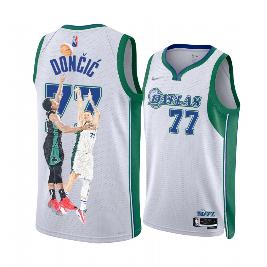 Luka Doncic 3-pointer Buzzer Beater Dallas Mavericks #77 White Jersey Fashion Edition