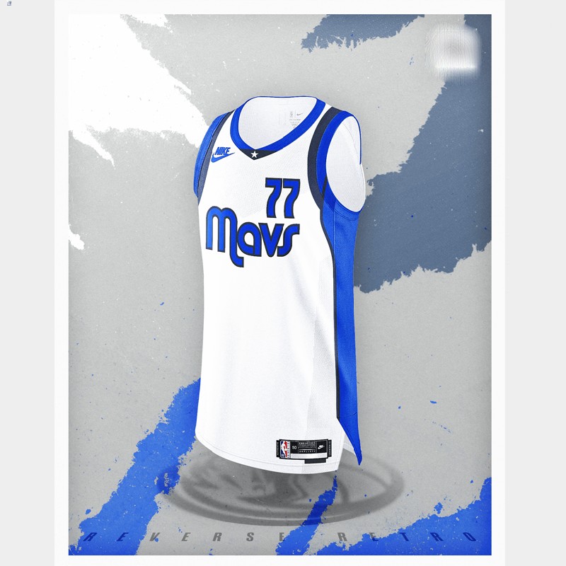 Luka Doncic Dallas Mavericks White #77 Jersey NBA Reverse Retro