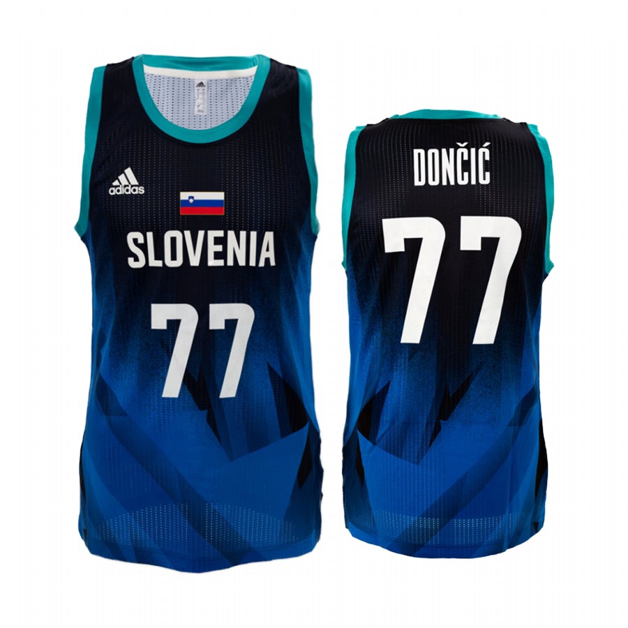 Luka Doncic Slovenia #77 Jersey 2021 Tokyo Olymipcs Blue 48 Points past Argentina